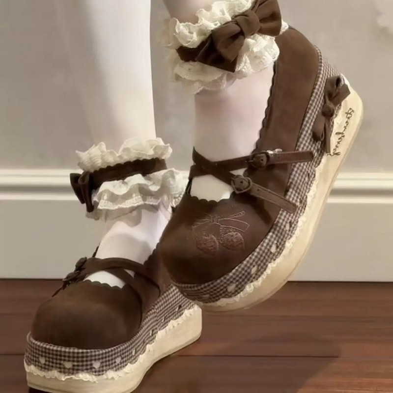 Embroidery Embellishments - Sepatu Lolita High Heels Penambah Tinggi