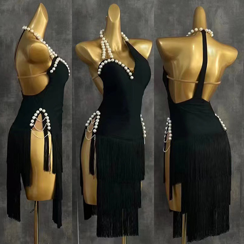 Beaded Trim Fringe - Gaun dansa Latin kelas atas 2025