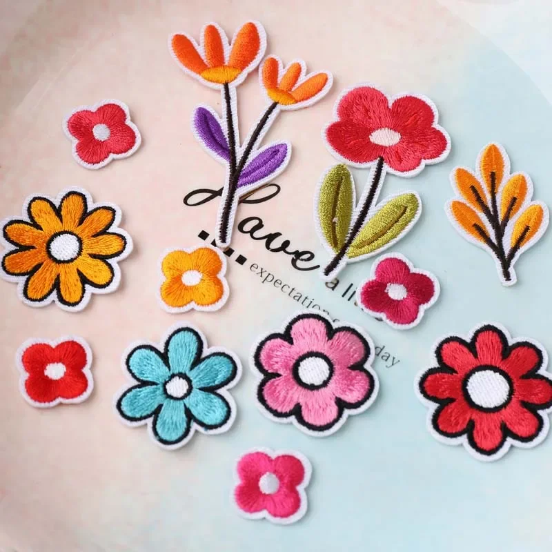 Applique Patch Flower - 10 Buah Bordir Bunga Menjahit Besi