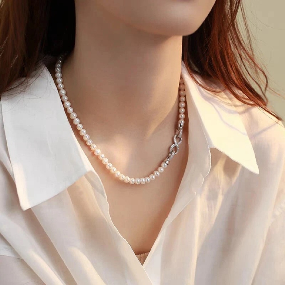 Pearl Trim Chain - Kalung Mutiara Alami Akoya AAA 6-7mm