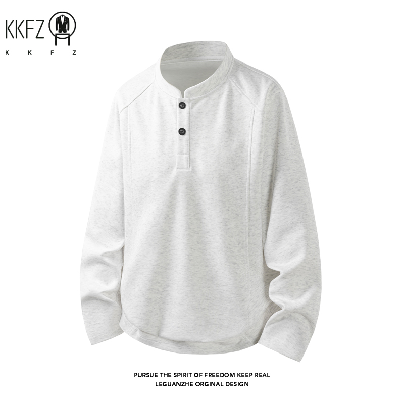 Embellish Knit - Kaos Henley Lengan Raglan Pria Kerah