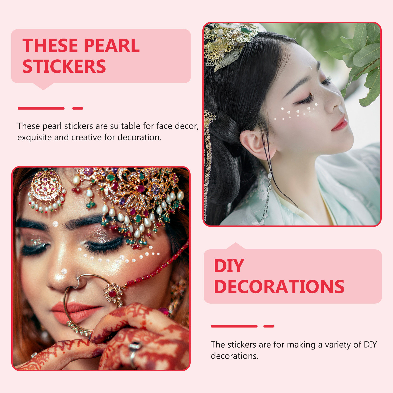 Craft Embellishments - 5 buah stiker mutiara untuk wajah,