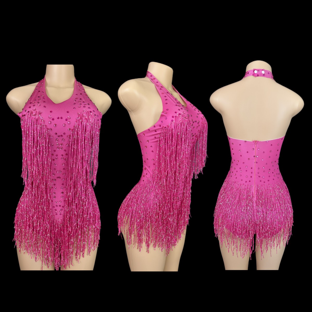 Pakaian Bodysuit pinggiran ber - Rhinestone Banding Trim ulasan dan harga