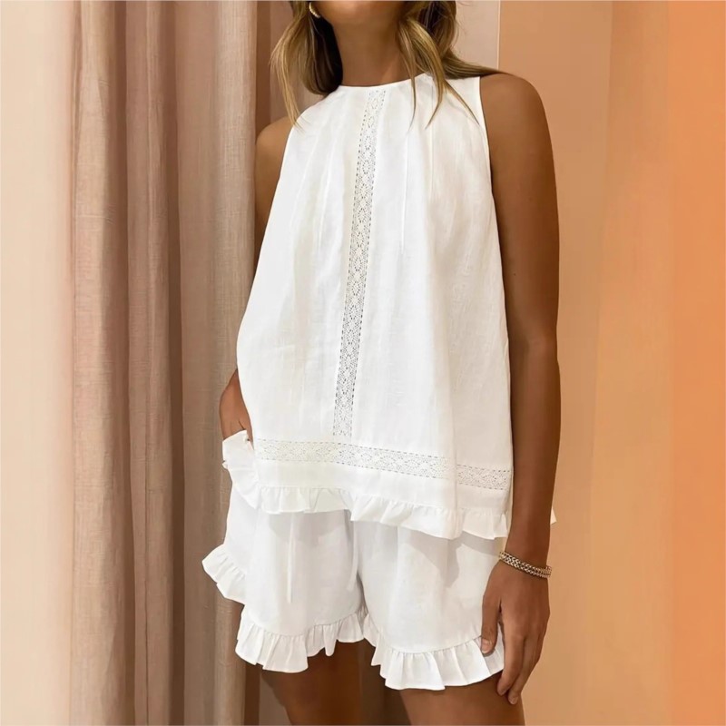 Set Pakaian Wanita Musim Panas - Elastic Lace Trim ulasan dan harga