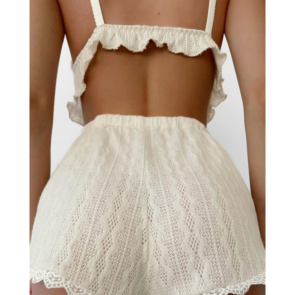 Setelan atasan Cmi tali Spaghe - Elastic Lace Trim ulasan dan harga
