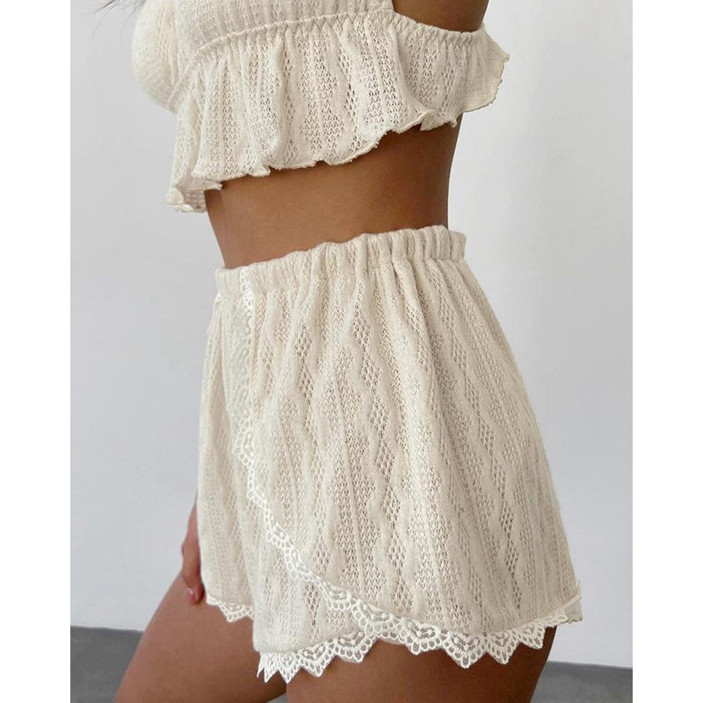 Setelan atasan Cmi tali Spaghe - Elastic Lace Trim ulasan dan harga