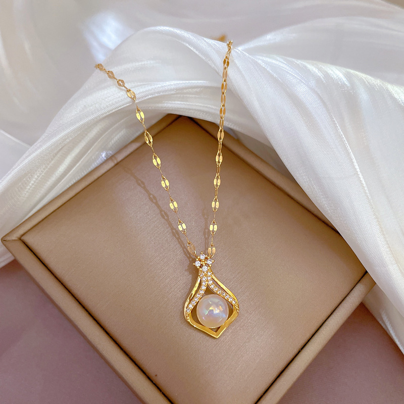 Rantai Kalung Mutiara Warna Em - Pearl Trim Chain ulasan dan harga