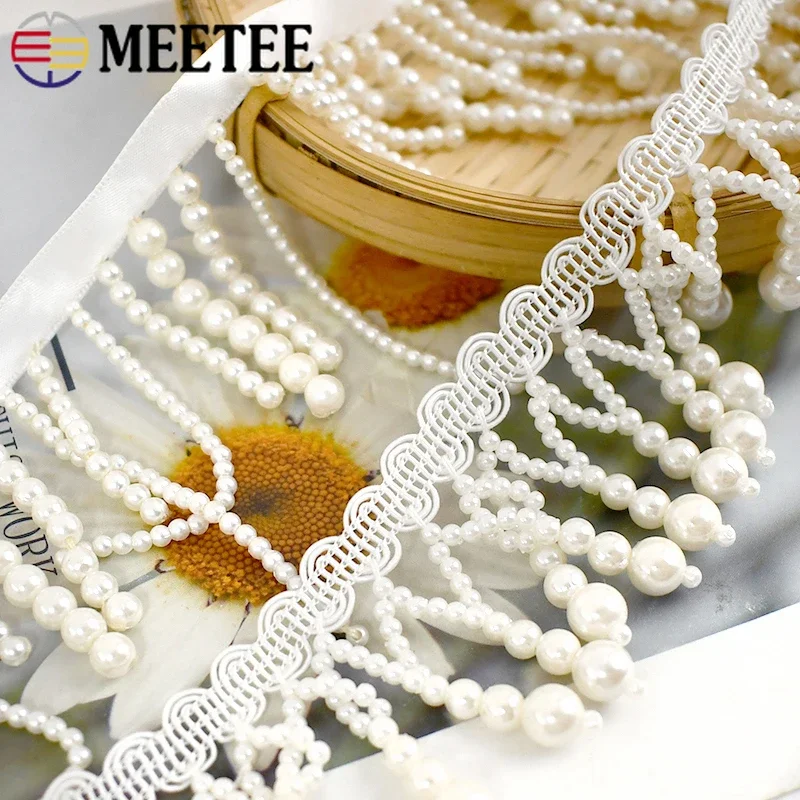 1/2Yard Mutiara Manik-manik Ru - Beaded Trim Fringe ulasan dan harga