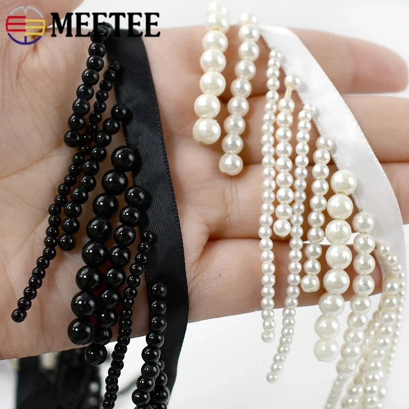 1/2Yard Mutiara Manik-manik Ru - Beaded Trim Fringe ulasan dan harga