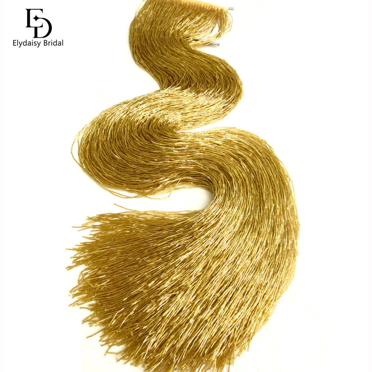 Pita Rumbai Satin Champagne/Em - Beaded Trim Fringe ulasan dan harga