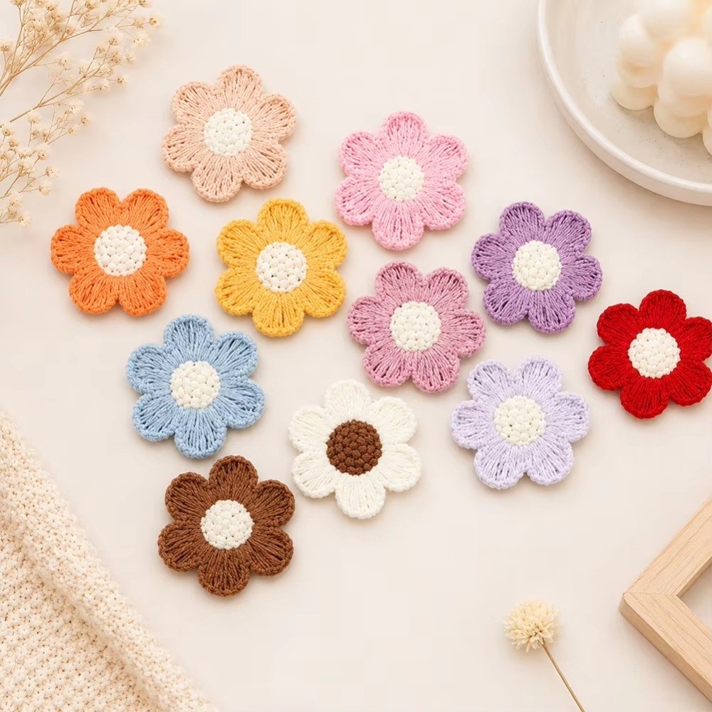 10 buah Patch Bunga Rajutan De - Applique Patch Flower ulasan dan harga